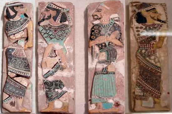 C:\Users\Hp\Documents\DOSSIER KAMITE ANTI RELIGION ABRAHAMIQUE\IMAGES\Genese Exode Thora tanakh\Canaanites_and_Shasu_Leader_captives_from_Ramses_III's_tile_collection;_By_Niv_Lugassi.png